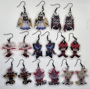 COMPLETE SET of Hazbin‎ Hotel Inspired Dangle Earrings! Handmade! Hypo-Al…